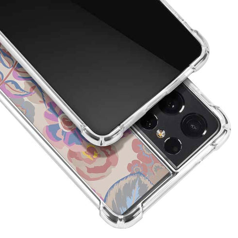 Warm Taupe Floral Galaxy S21 Ultra 5G Clear Case